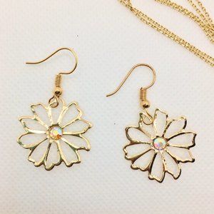 Gold Flower Drop Dangle Charm Earrings